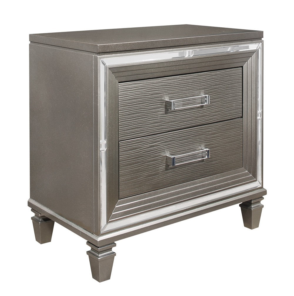 Tamsin Metallic Silver/Gray Nightstand - Luna Furniture