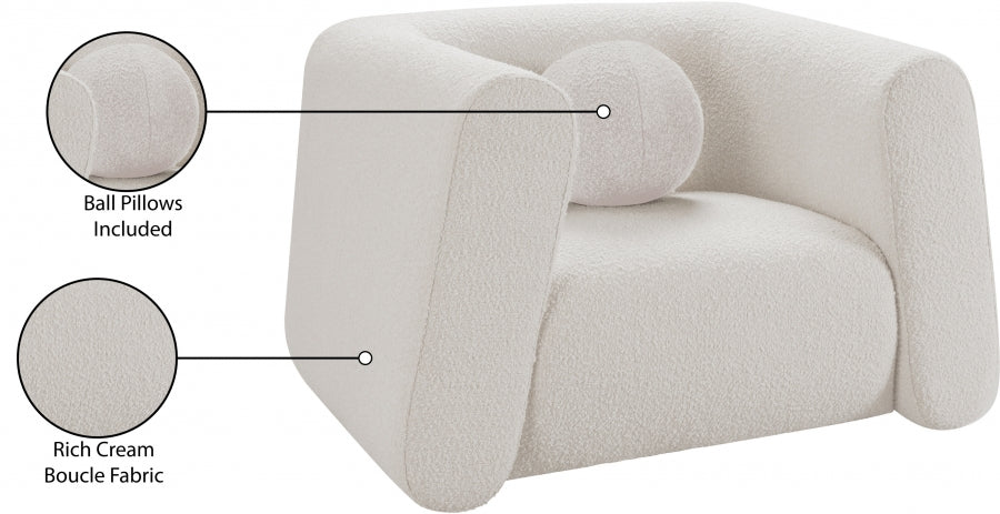 Abbington Boucle Fabric Chair Cream from Meridian - Luna Furniture