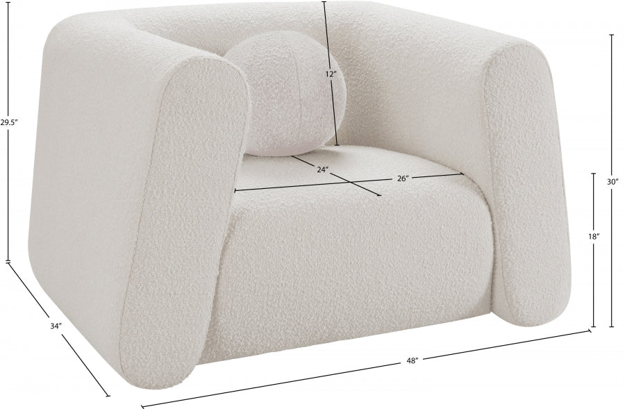 Abbington Boucle Fabric Chair Cream from Meridian - Luna Furniture