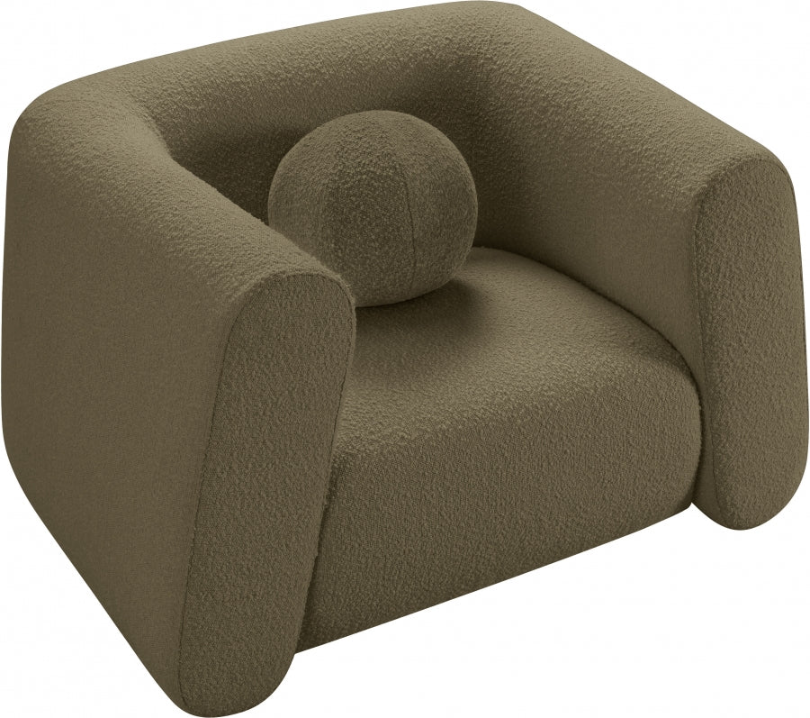 Abbington Boucle Fabric Chair Olive from Meridian - Luna Furniture