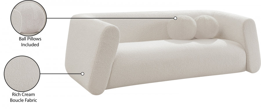 Abbington Boucle Fabric Sofa Cream from Meridian - Luna Furniture