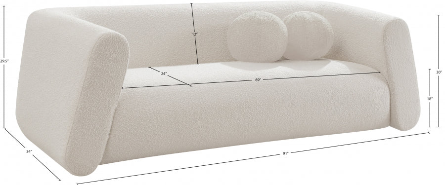 Abbington Boucle Fabric Sofa Cream from Meridian - Luna Furniture