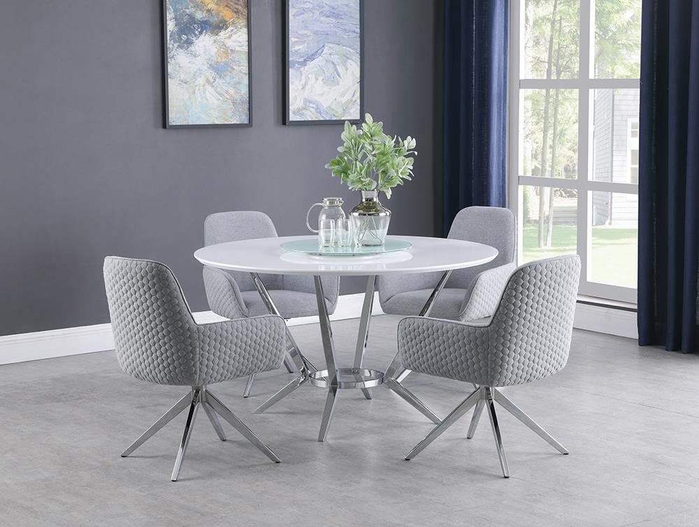 Abby 5-piece Dining Set White and Light Grey - 110321-S5 - Luna Furniture