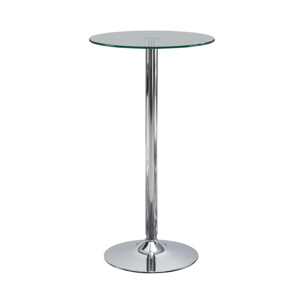 Abiline Glass Top Round Bar Table Chrome - 120341 - Luna Furniture