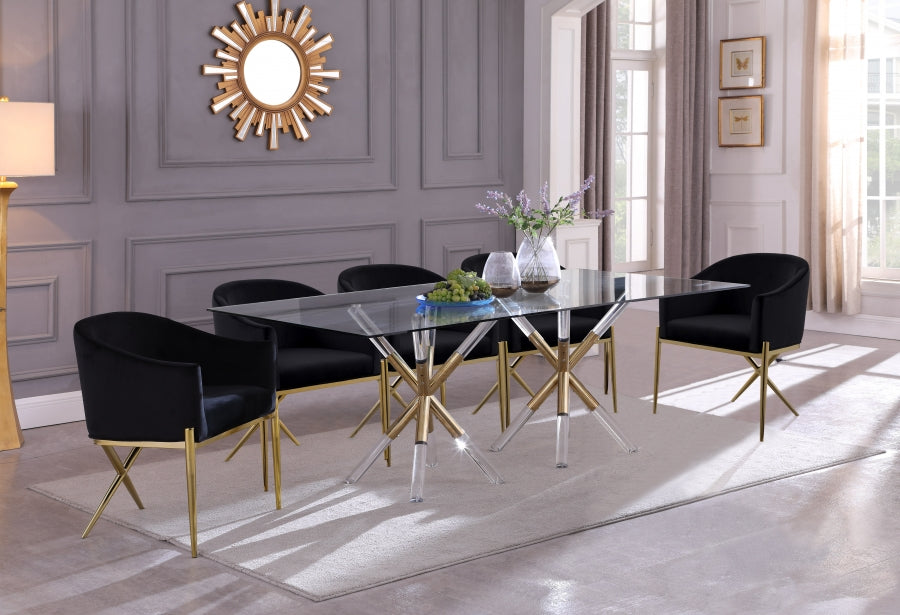 Mercury Acrylic/Gold Dining Table from Meridian - Luna Furniture