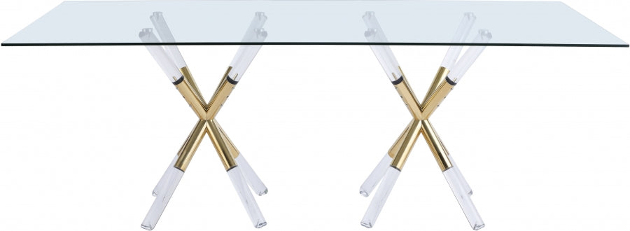 Mercury Acrylic/Gold Dining Table from Meridian - Luna Furniture