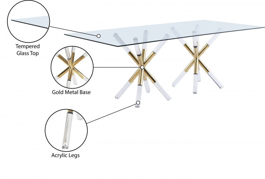 Mercury Acrylic/Gold Dining Table from Meridian - Luna Furniture