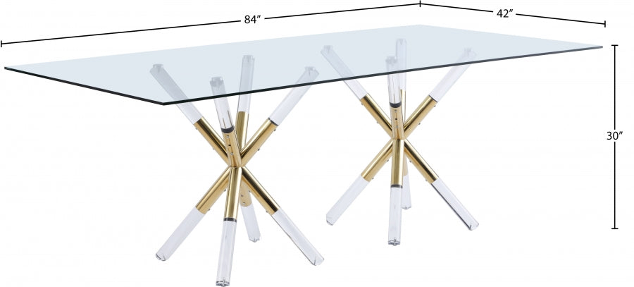 Mercury Acrylic/Gold Dining Table from Meridian - Luna Furniture