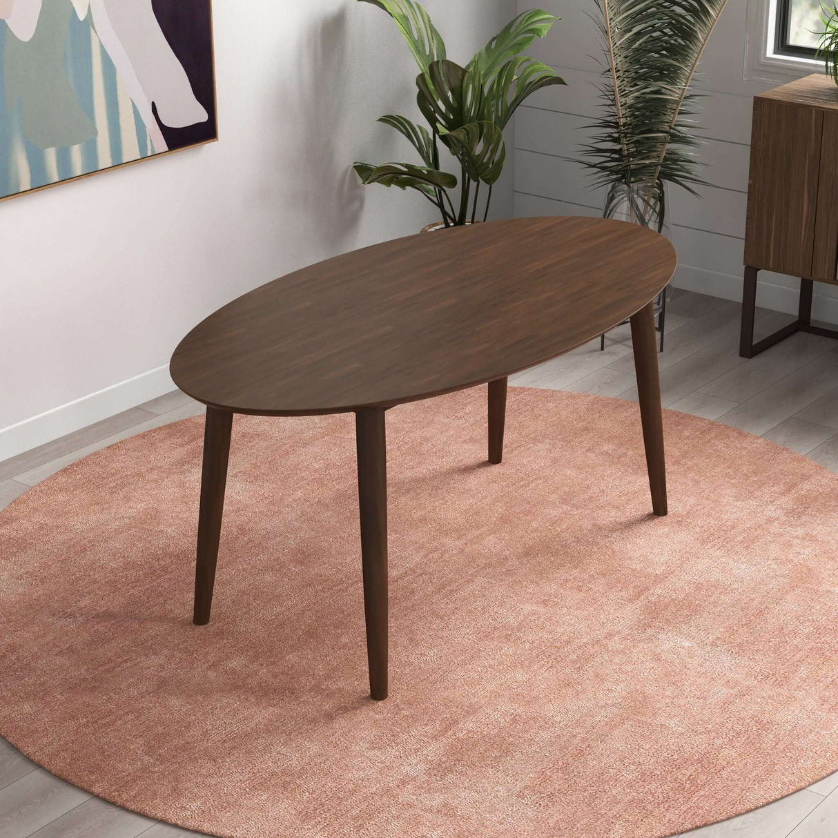 Ada Mid Century Modern Style Solid Wood Walnut Oval Dining Table Walnut - AFC00063 - Luna Furniture