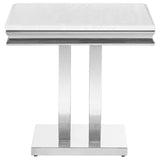 Adabella U-Base Square End Table White/Chrome from Coaster - Luna Furniture