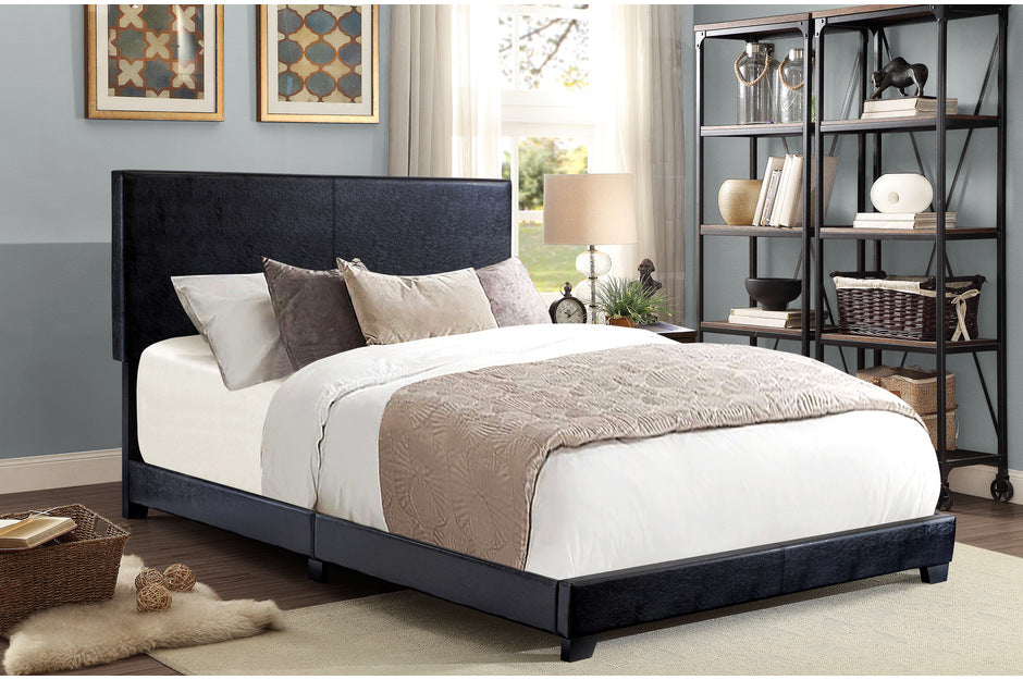 Erica Black PU Leather King Upholstered Bed -  Homelegance - Luna Furniture