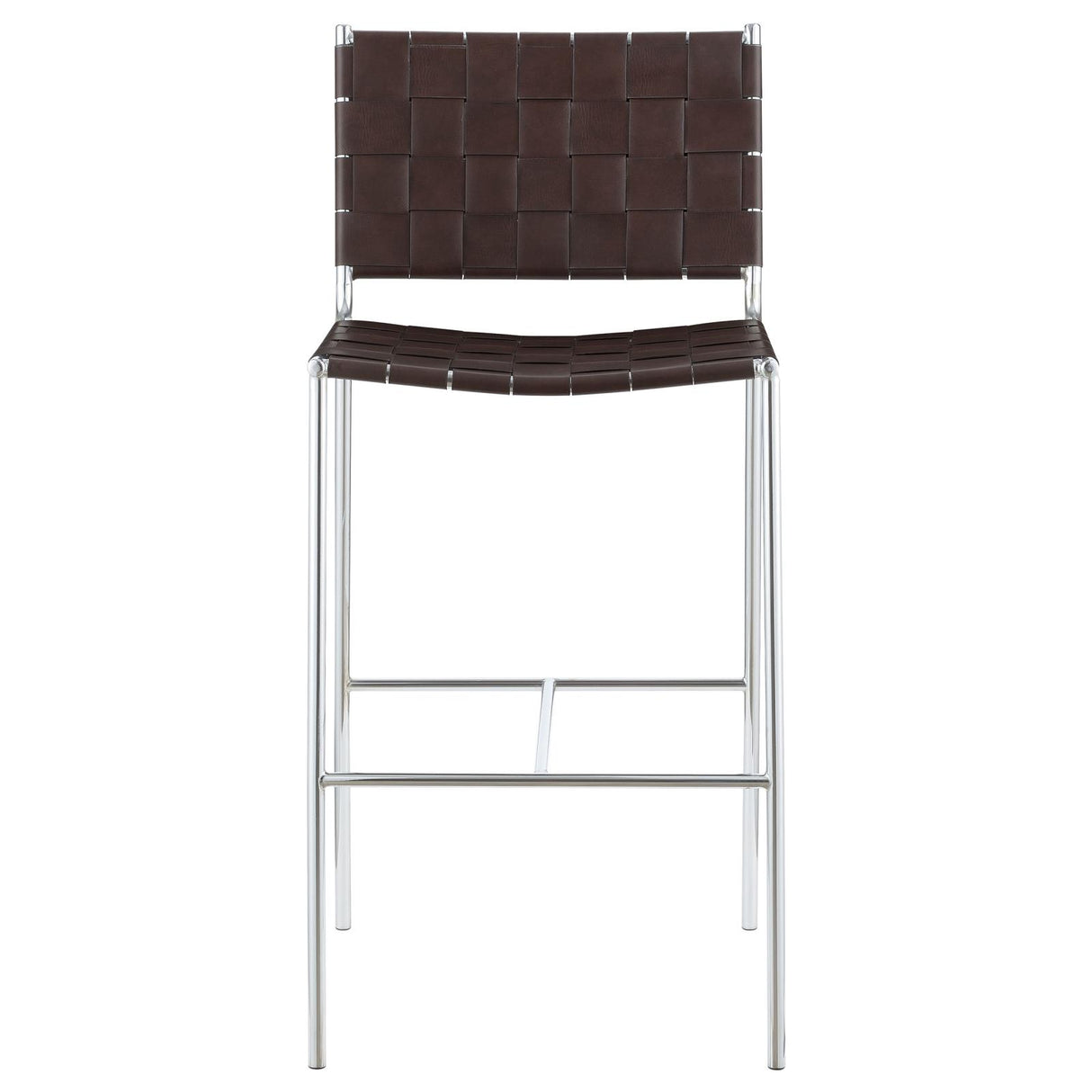 Adelaide Brown/Chrome Upholstered Bar Stool with Open Back from Coaster - Luna Furniture