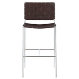 Adelaide Brown/Chrome Upholstered Bar Stool with Open Back from Coaster - Luna Furniture