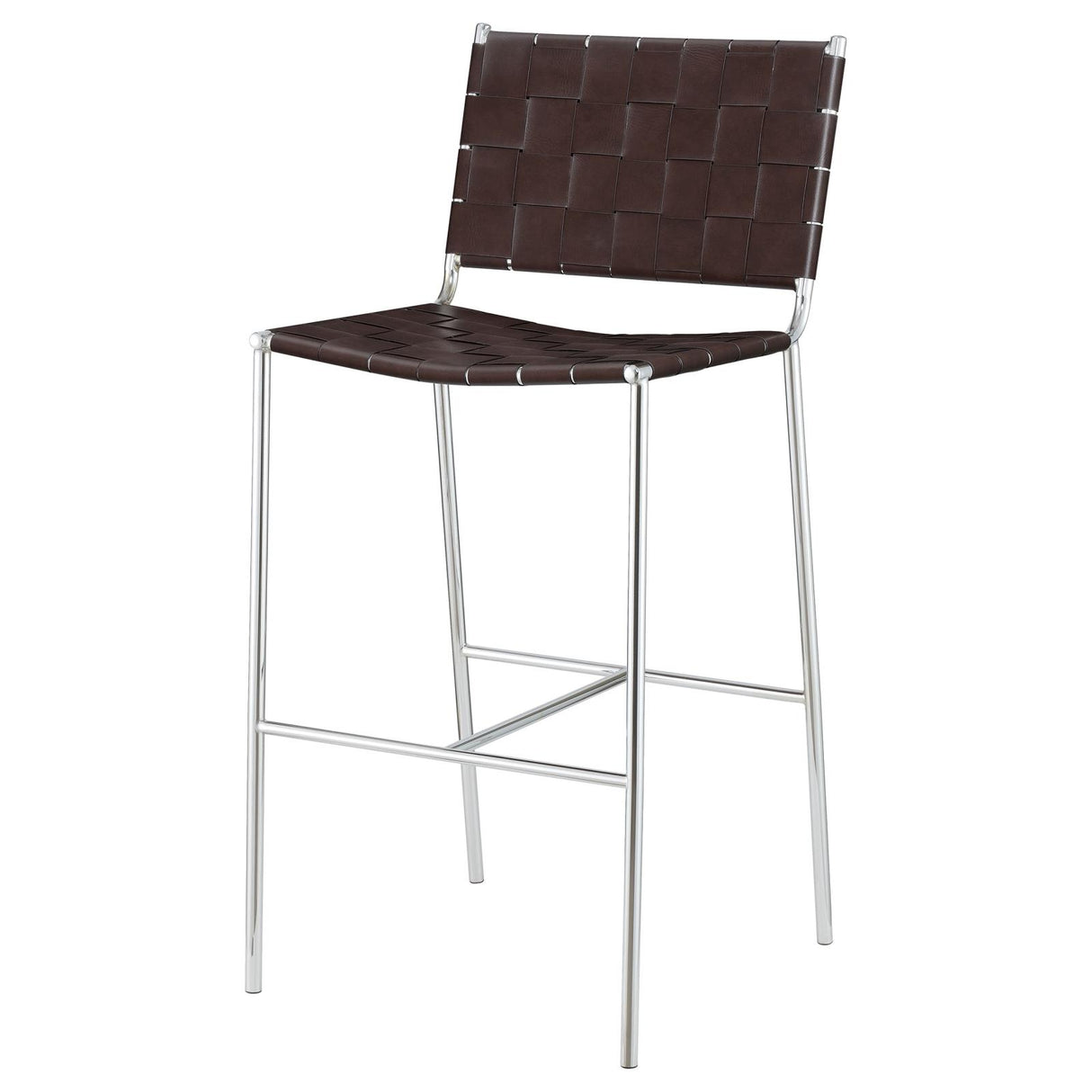 Adelaide Brown/Chrome Upholstered Bar Stool with Open Back from Coaster - Luna Furniture