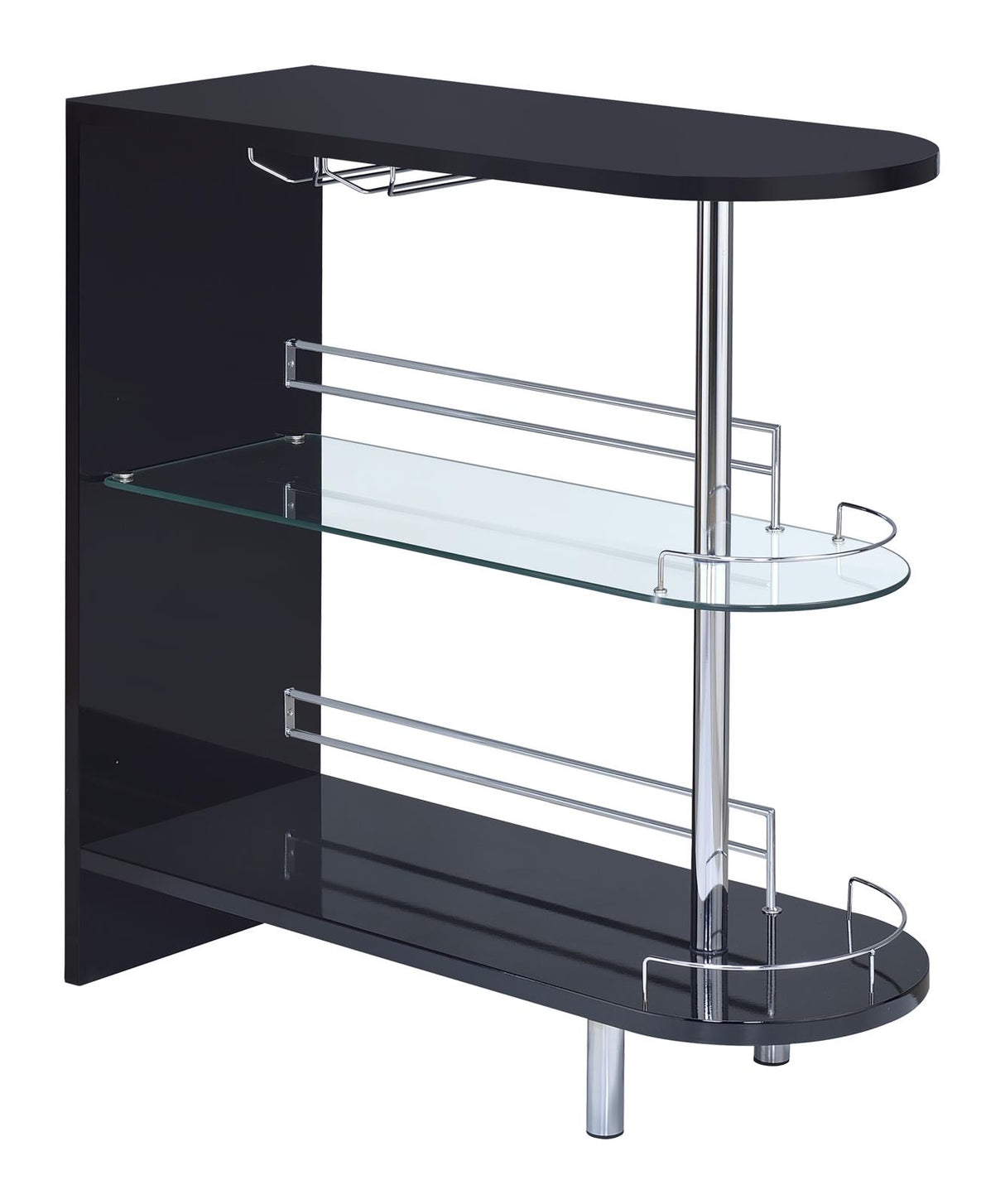 Adolfo Glossy Black/Clear 3-Tier Bar Table from Coaster - Luna Furniture