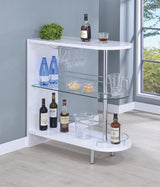 Adolfo Glossy White/Clear 3-Tier Bar Table from Coaster - Luna Furniture