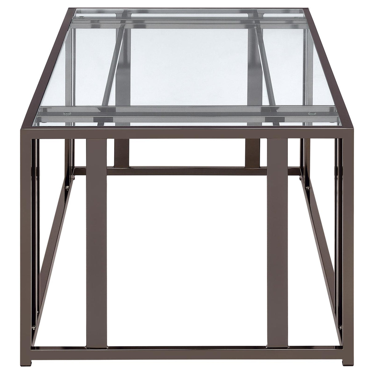 Adri Rectangular Glass Top Coffee Table Clear and Black Nickel - 708358 - Luna Furniture