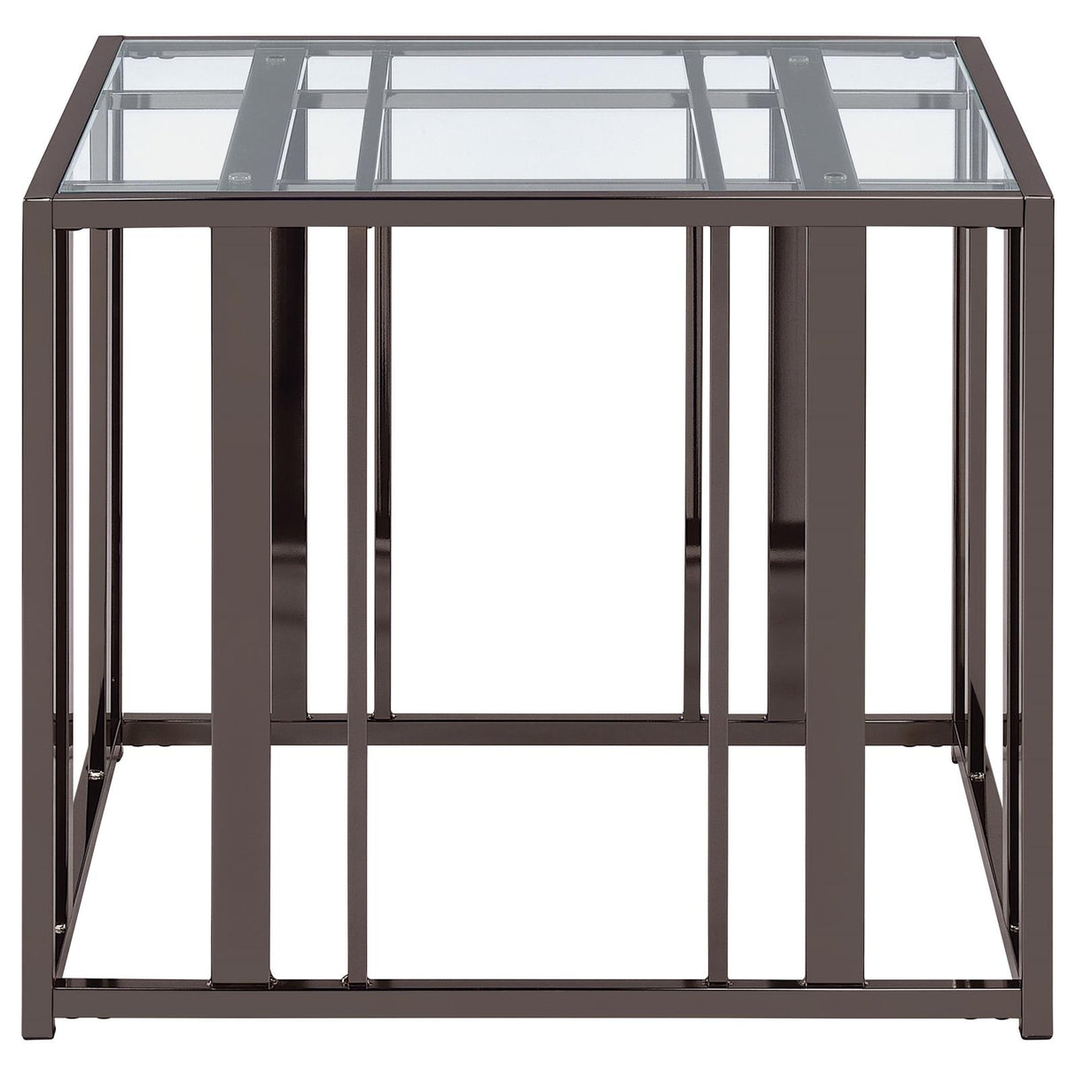 Adri Rectangular Glass Top End Table Clear and Black Nickel - 708357 - Luna Furniture