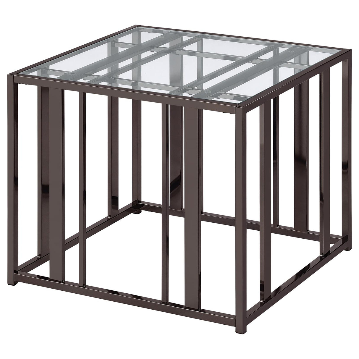 Adri Rectangular Glass Top End Table Clear and Black Nickel - 708357 - Luna Furniture