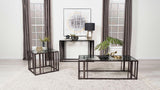 Adri Rectangular Glass Top Sofa Table Clear and Black Nickel from Coaster - Luna Furniture