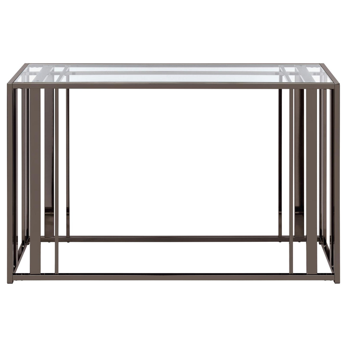 Adri Rectangular Glass Top Sofa Table Clear and Black Nickel from Coaster - Luna Furniture