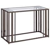 Adri Rectangular Glass Top Sofa Table Clear and Black Nickel from Coaster - Luna Furniture