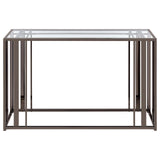 Adri Rectangular Glass Top Sofa Table Clear and Black Nickel from Coaster - Luna Furniture