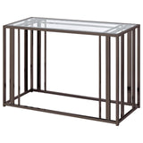 Adri Rectangular Glass Top Sofa Table Clear and Black Nickel from Coaster - Luna Furniture