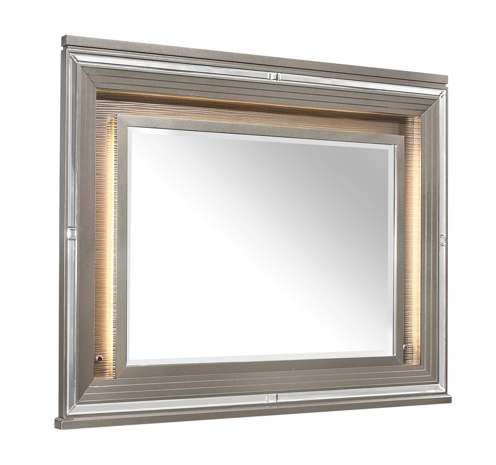 Tamsin Metallic Silver/Gray Mirror - Luna Furniture