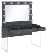 Afshan 3-Drawer Vanity Desk with Lighting Mirror Gray High Gloss from Coaster - Luna Furniture