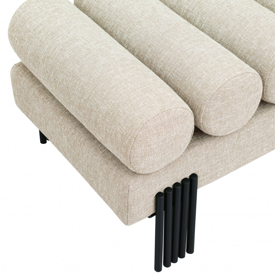 Akeela Linen Textured Fabric Bench Beige from Meridian - Luna Furniture