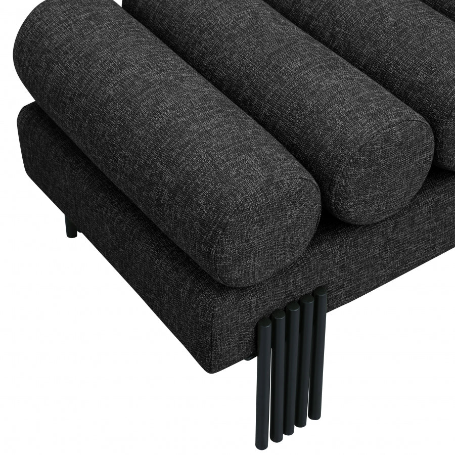 Akeela Linen Textured Fabric Bench Black from Meridian - Luna Furniture