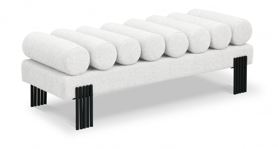 Akeela Linen Textured Fabric Bench Cream from Meridian - Luna Furniture