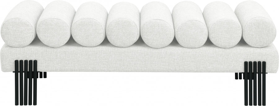 Akeela Linen Textured Fabric Bench Cream from Meridian - Luna Furniture