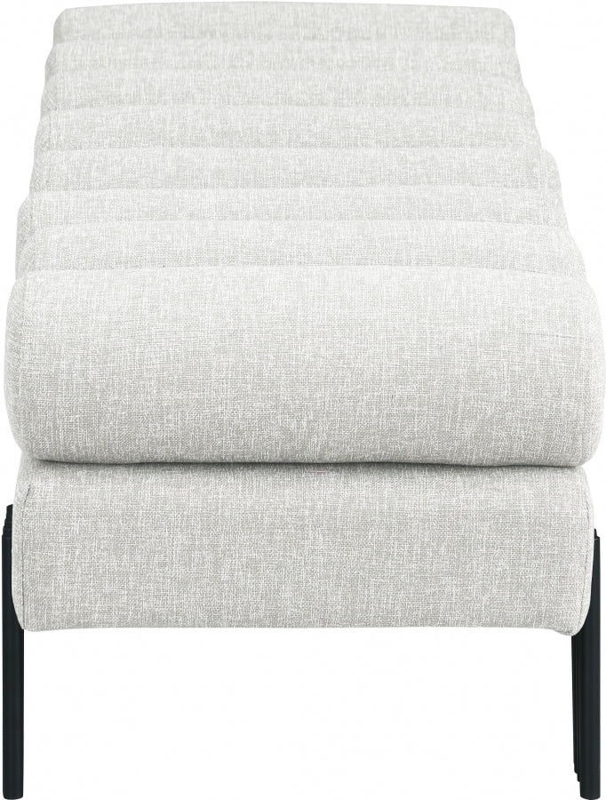 Akeela Linen Textured Fabric Bench Cream from Meridian - Luna Furniture