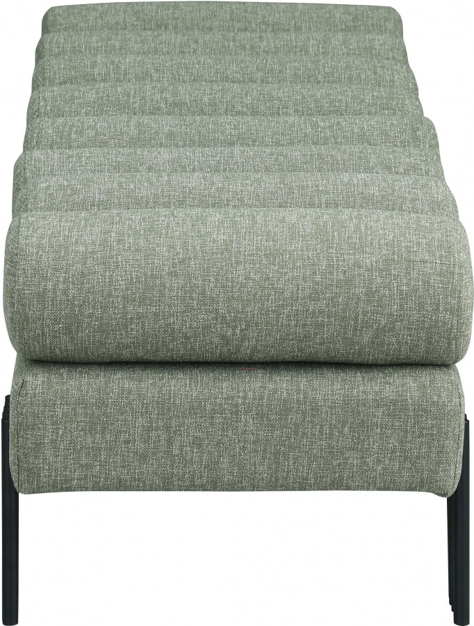 Akeela Linen Textured Fabric Bench Green from Meridian - Luna Furniture