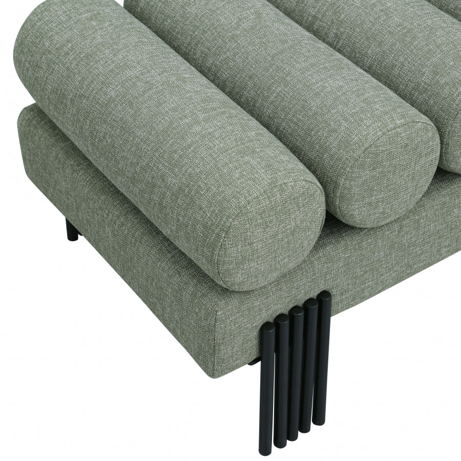 Akeela Linen Textured Fabric Bench Green from Meridian - Luna Furniture