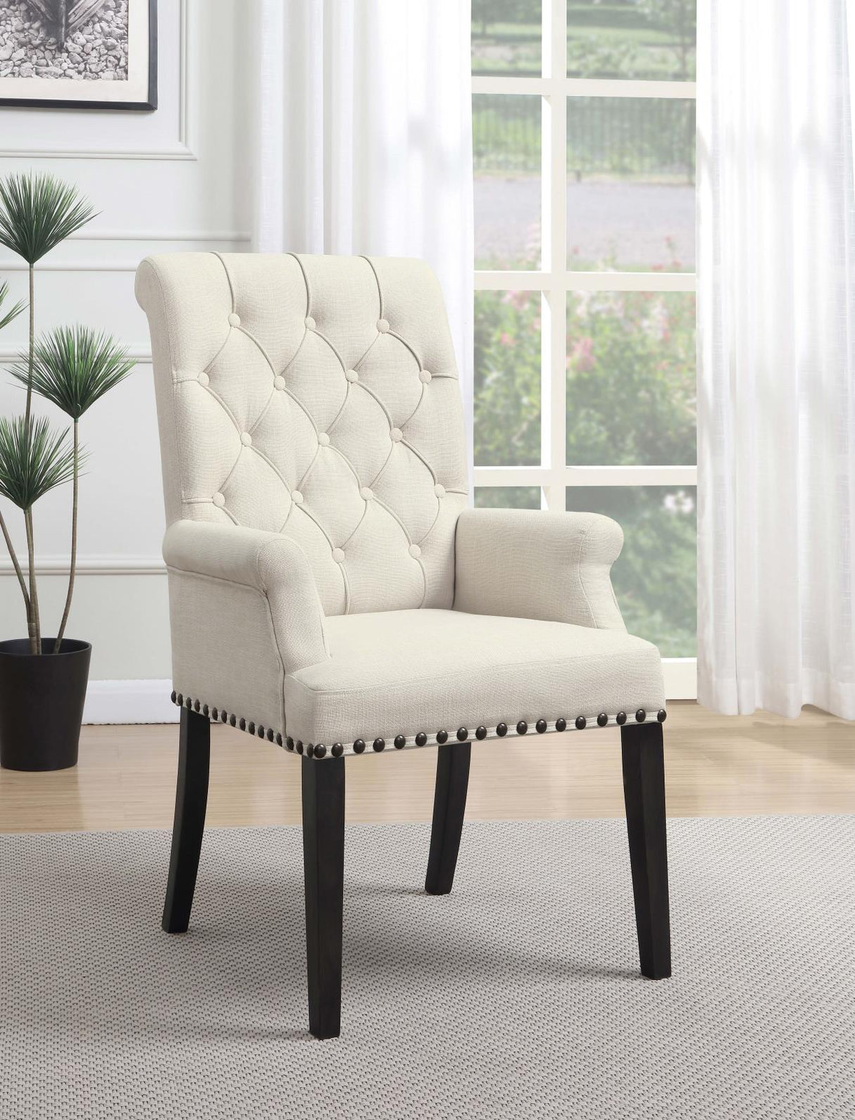 Alana Beige/Smokey Black Upholstered Arm Chair from Coaster - Luna Furniture