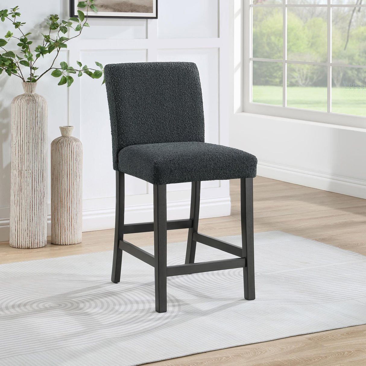 Alba Boucle Upholstered Counter Height Dining Chair Black and Charcoal Grey (Set of 2) from Coaster - Luna Furniture