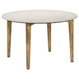 Aldis Round Marble Top Coffee Table White and Natural from Coaster - Luna Furniture