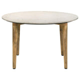 Aldis Round Marble Top Coffee Table White and Natural from Coaster - Luna Furniture