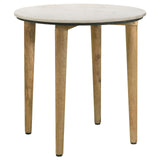 Aldis Round Marble Top End Table White and Natural from Coaster - Luna Furniture