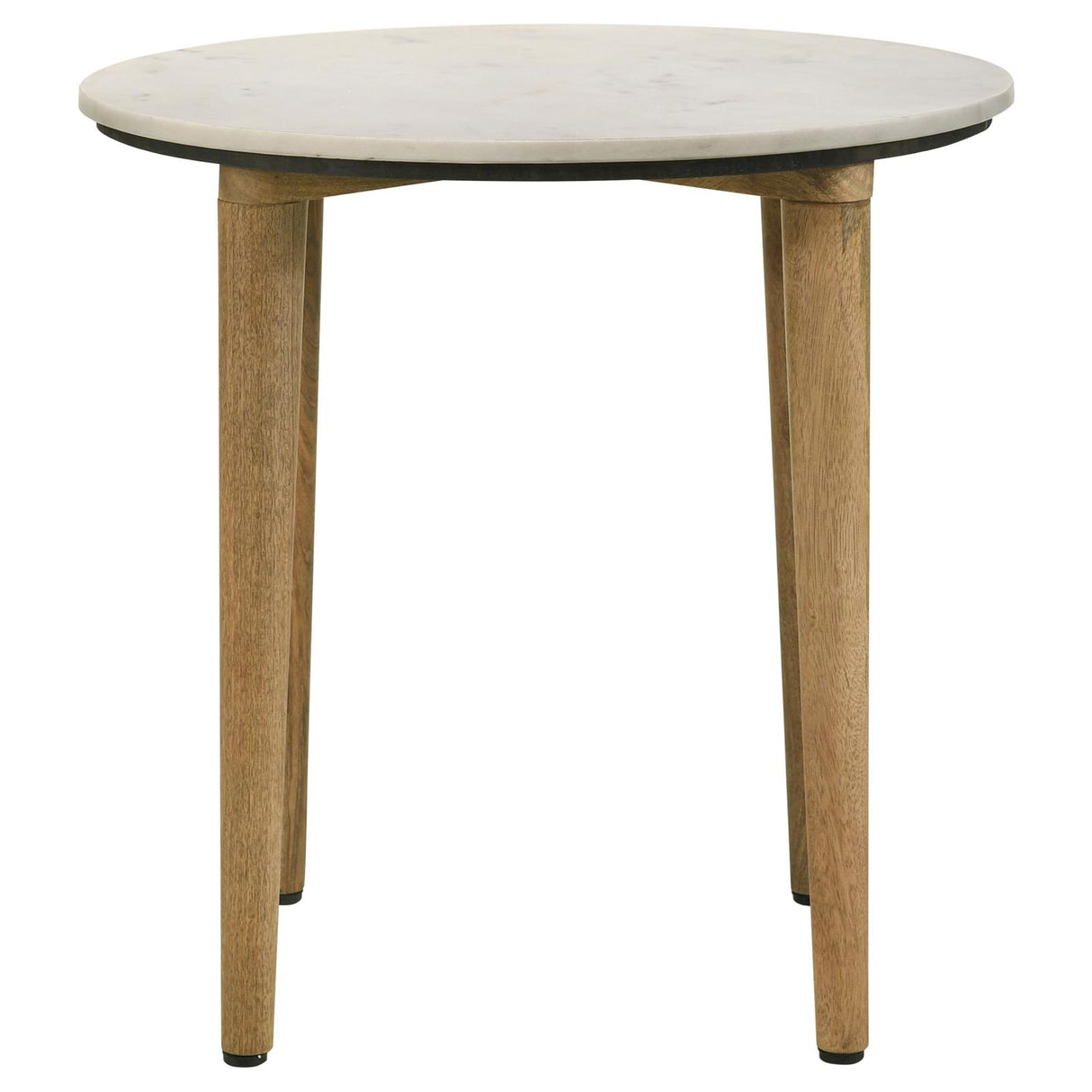 Aldis Round Marble Top End Table White and Natural from Coaster - Luna Furniture