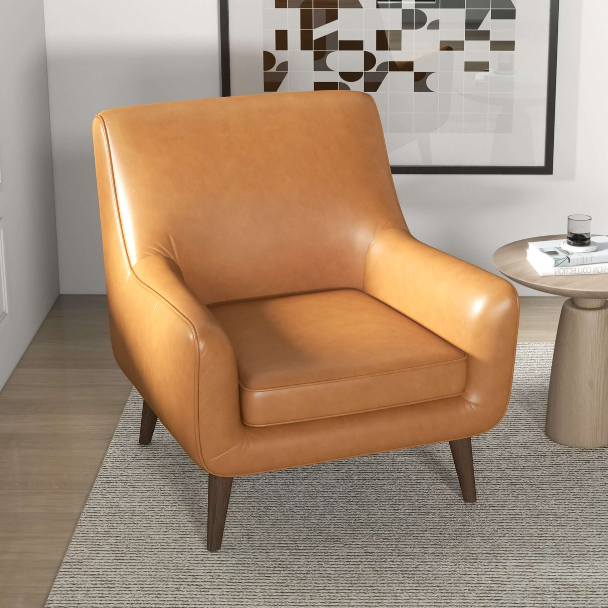 Alex Tan Leather Lounge Chair - AFC00082 - Luna Furniture