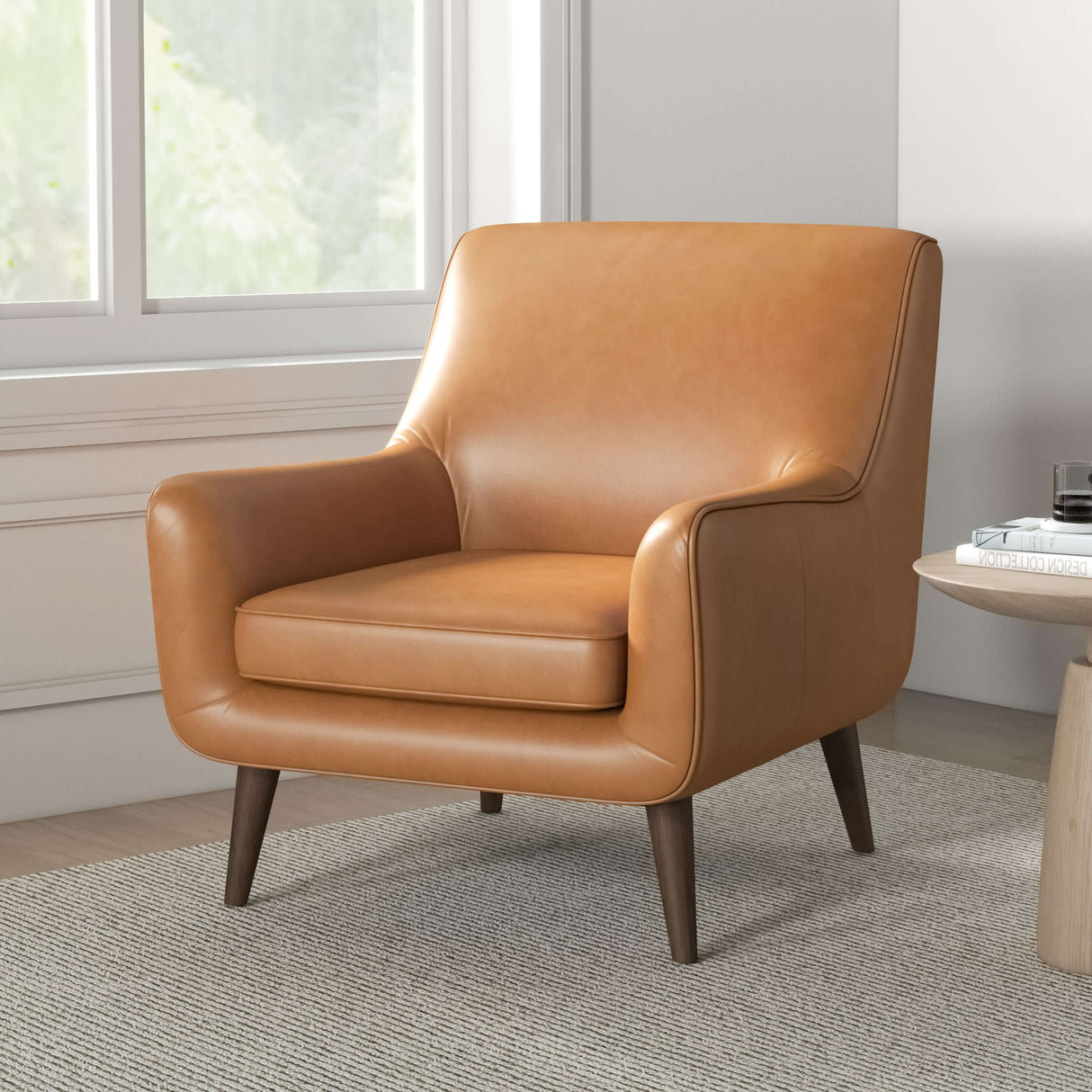 Alex Tan Leather Lounge Chair - AFC00082 - Luna Furniture