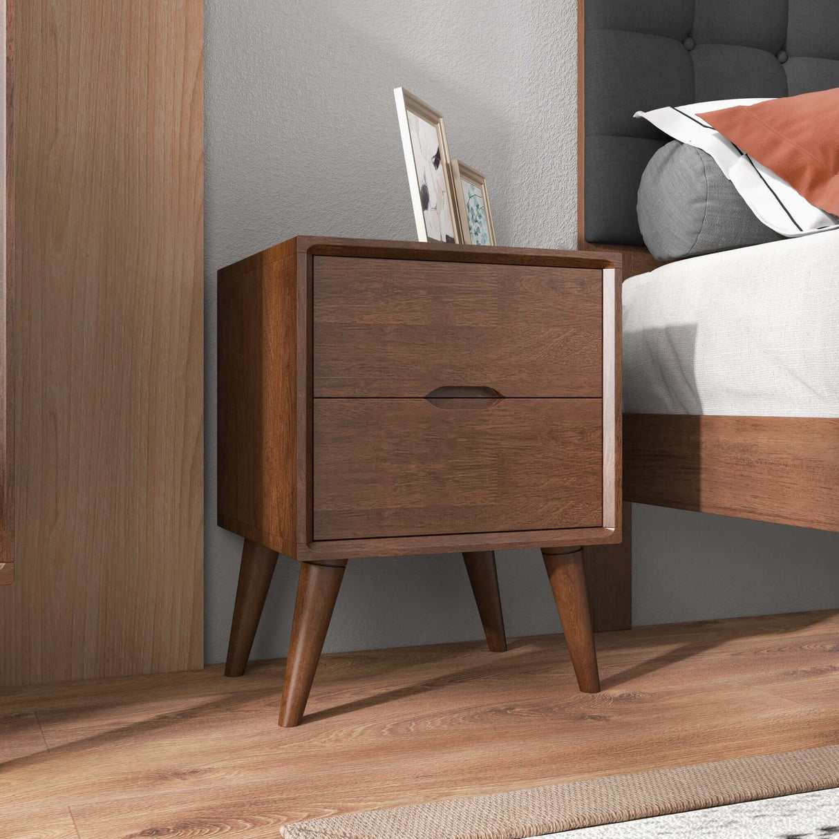 Alexandra Brown Night Stand with 2 Drawers - AFC00103 - Luna Furniture