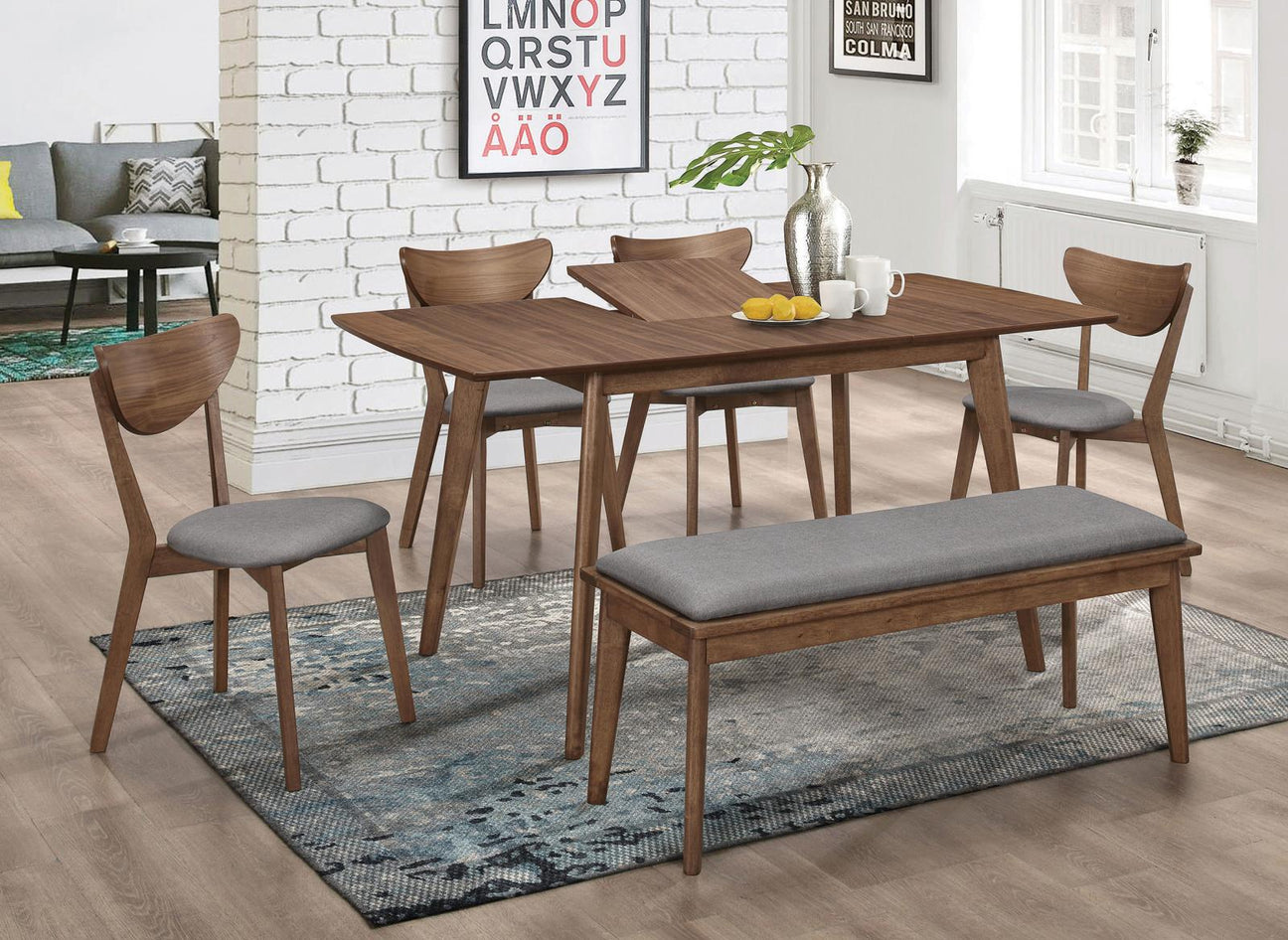 Alfredo Natural Walnut/Gray 6-Piece Dining Set from Coaster - Luna Furniture