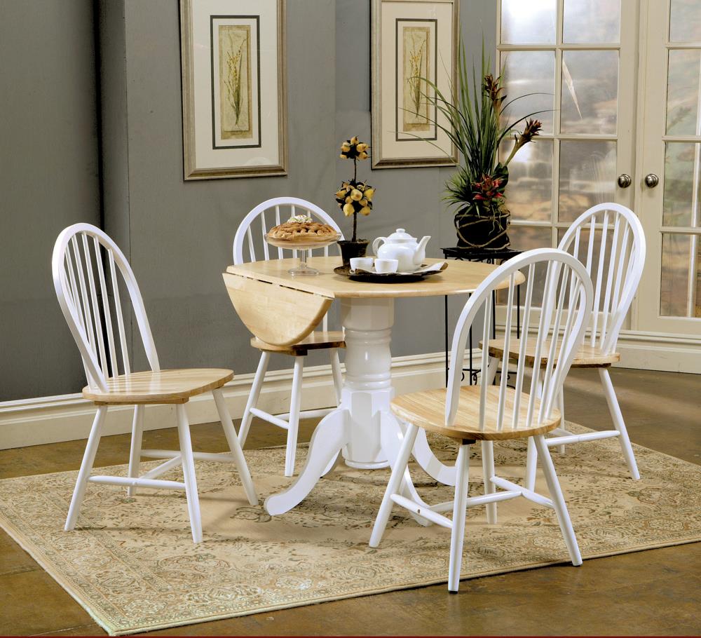 Allison Natural Brown/White 5-Piece Drop Leaf Dining Set from Coaster - Luna Furniture