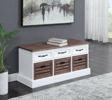 Alma 3-drawer Storage Bench Weathered Brown and White - 911196 - Luna Furniture