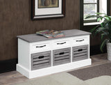 Alma White/Weathered Grey 3-Drawer Storage Bench from Coaster - Luna Furniture